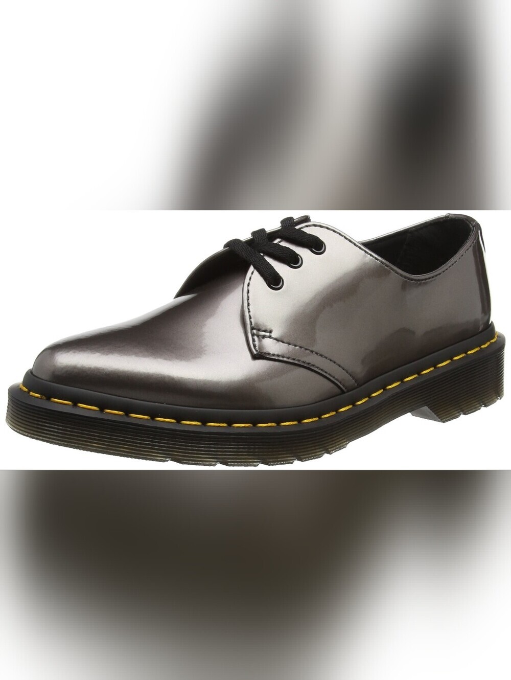 DR. MARTENS DUPREE Women Glossy Leather Oxford Flat Shoes Size 5 Dark Silver